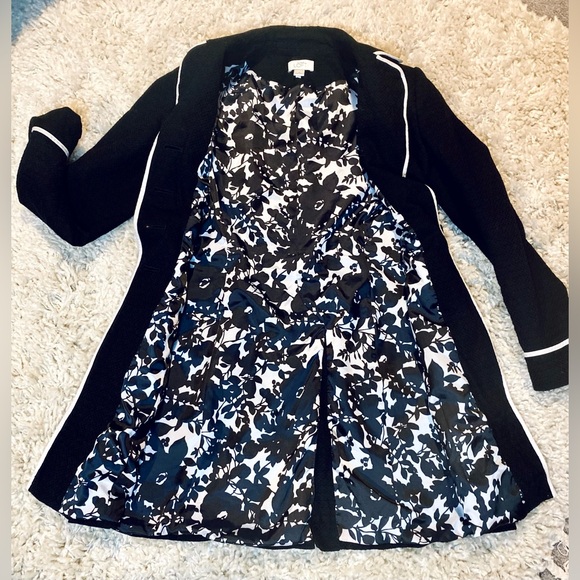 Ann Taylor Loft Trench Coat Lightweight Jacket Black And White 6 - Picture 6 of 9